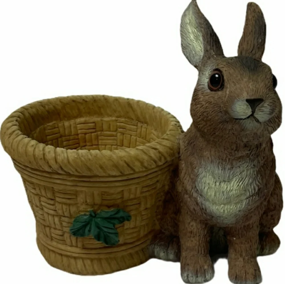 Vintage Rabbit Pot Planter Indoor Outdoor Resin Primitive Rustic Cottage Core